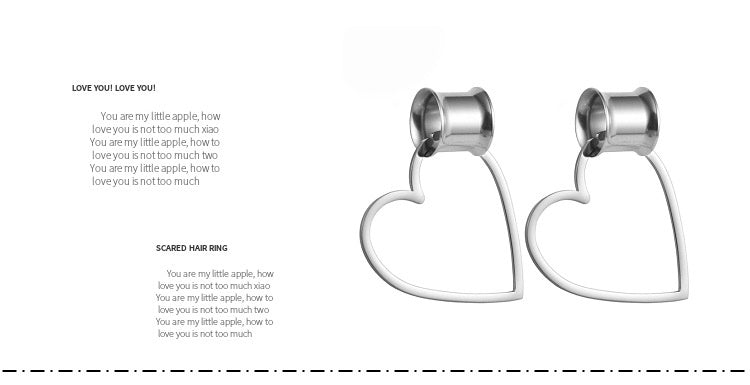 316L Stainless Steel Auricle Ornaments With Love PVD Electroplating