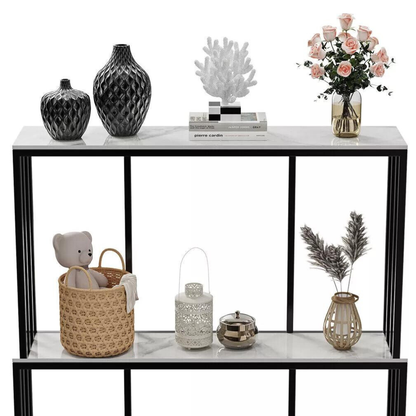 47.2” Console Table Sintered Stone Entryway Table with Metal Base