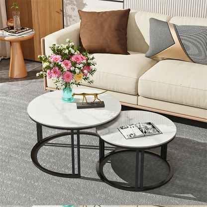 2 Pack Marble Nesting Coffee Table Set