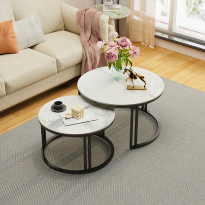 2 Pack Marble Nesting Coffee Table Set