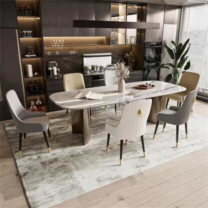 Stylish PU Leather Dining Chairs with Metal Legs