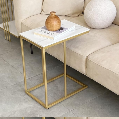 Marble C-Shaped Sofa Side Table