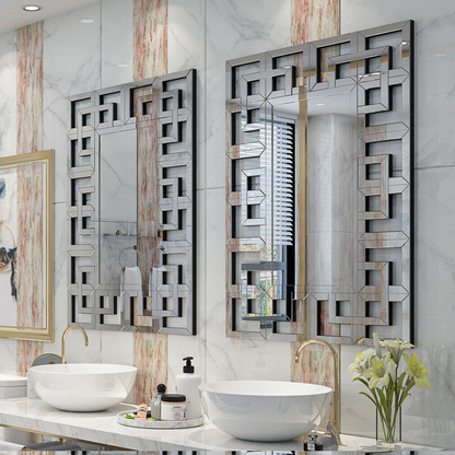 Decor Art Wall Mirror Living Room Bathroom Vanity Mirror Silver