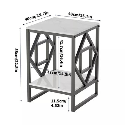 Sleek White Marble Side Table Sofa End Table Bedside Nightstand