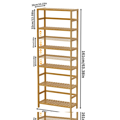 6-Tier Bamboo Storage Rack Shelving Bookshelf Plant Flower Stand
