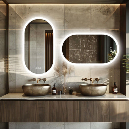 LED Backlit Bathroom Mirror - Touch Sensor, 3 Color Dimmable, Defog Function