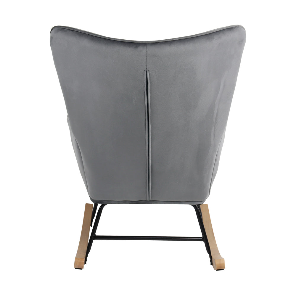 Grey Velvet Rocking Armchair Accent Chair