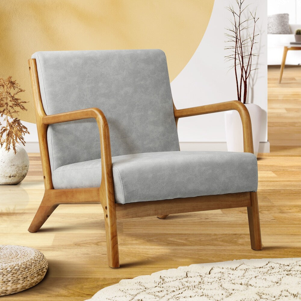 Light Grey Wooden Armchair
