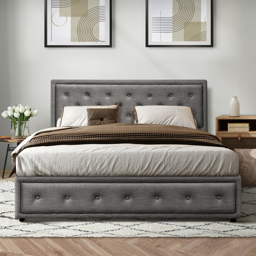 Double Bed Frame with Storage Space Gas Lift Grey