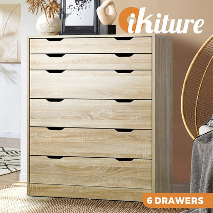 6 Chest of Drawers Tallboy Natural Wooden