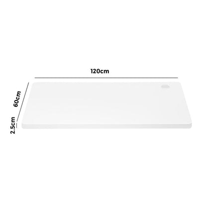 120cm Standing Desk Board with Drilled Hole White