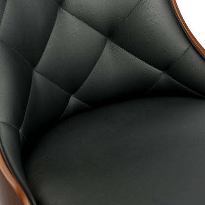 4pcs Wooden Dining Chairs Faux Leather Padded Black
