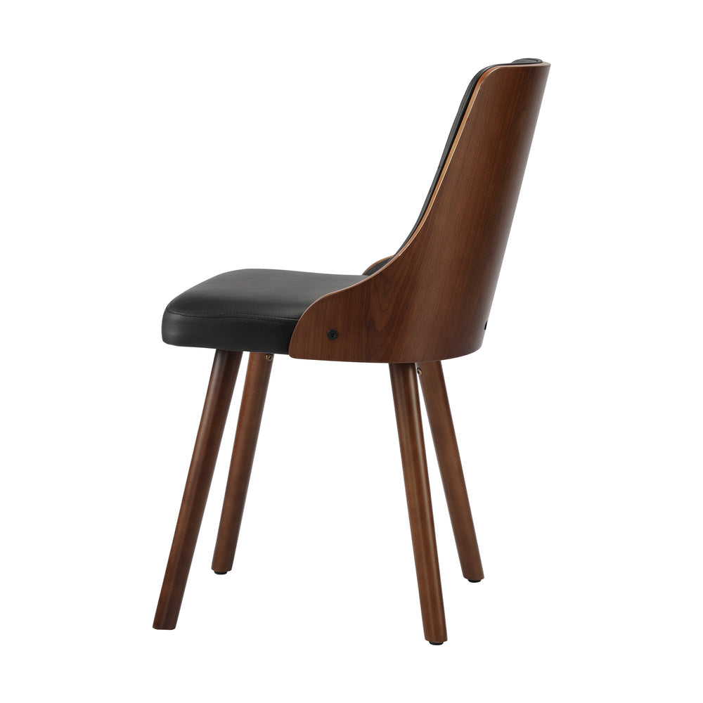 4pcs Wooden Dining Chairs Faux Leather Padded Black