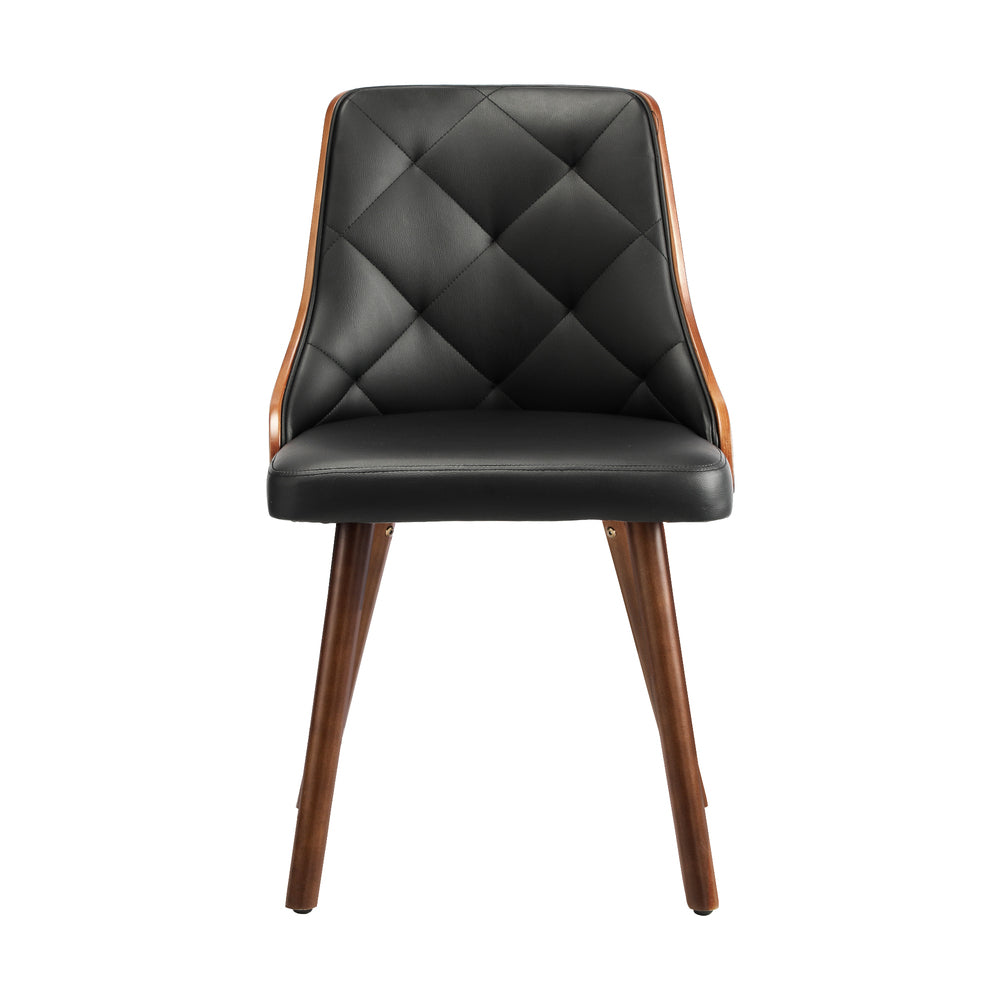 4pcs Wooden Dining Chairs Faux Leather Padded Black