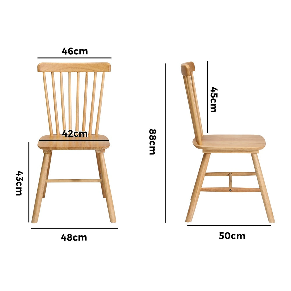 2pcs Dining Chairs Minimalist Vertical Back Wooden