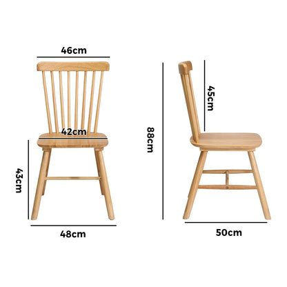 2pcs Dining Chairs Minimalist Vertical Back Wooden