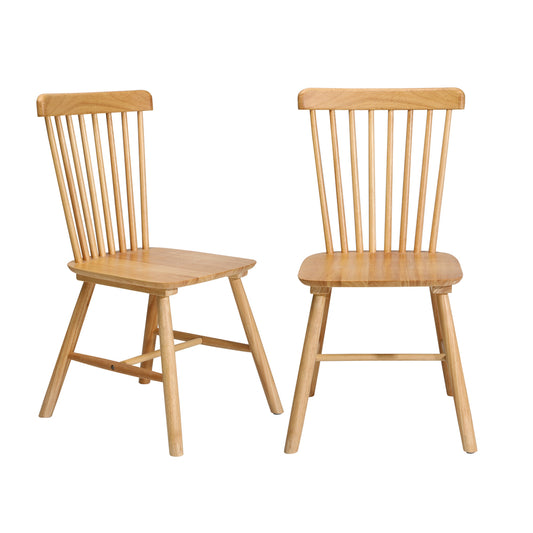 2pcs Dining Chairs Minimalist Vertical Back Wooden