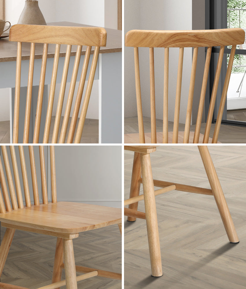 2pcs Dining Chairs Minimalist Vertical Back Wooden