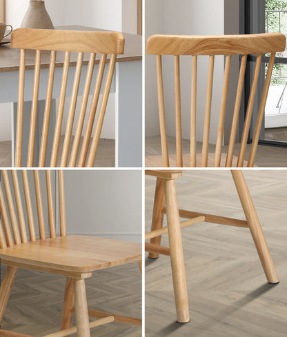 2pcs Dining Chairs Minimalist Vertical Back Wooden