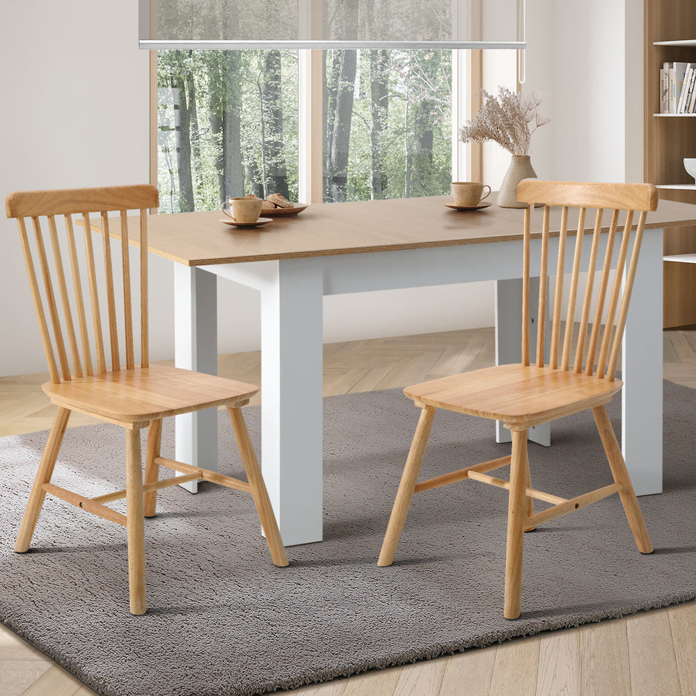 2pcs Dining Chairs Minimalist Vertical Back Wooden