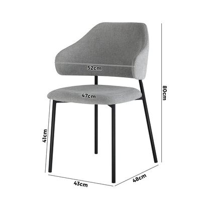 4pcs Dining Chairs Tub Fabric Grey