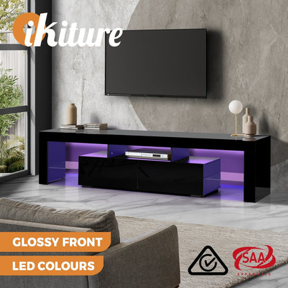 Entertainment Unit TV Stand Cabinet LED RGB Gloss Black