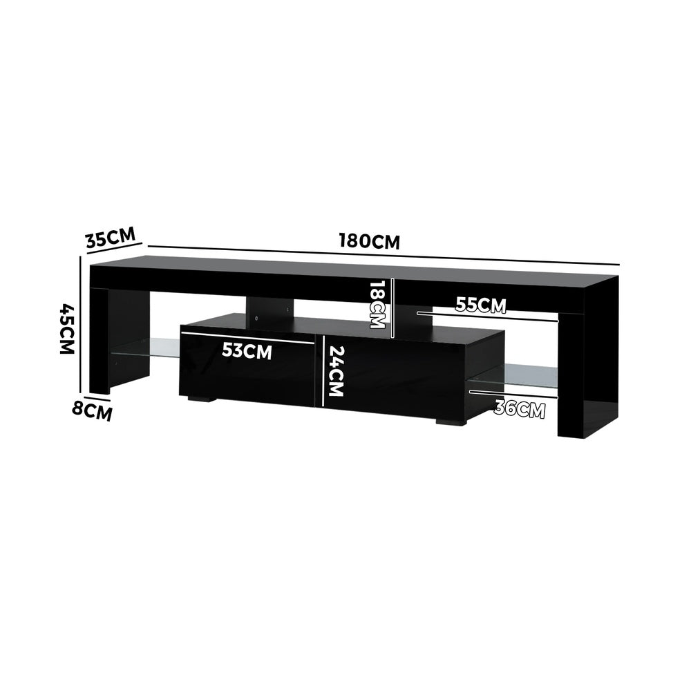 Entertainment Unit TV Stand Cabinet LED RGB Gloss Black