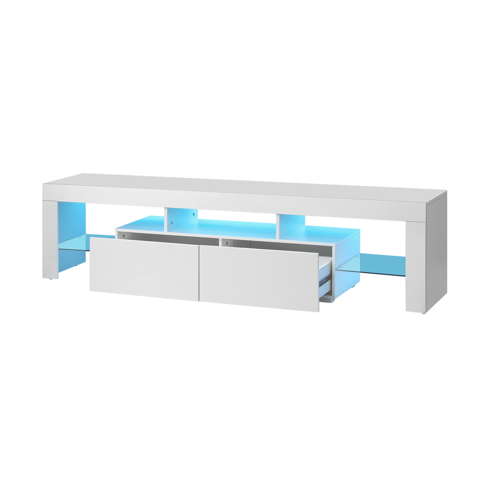 Entertainment Unit TV Stand Cabinet LED RGB Gloss White