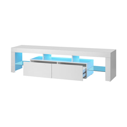 Entertainment Unit TV Stand Cabinet LED RGB Gloss White
