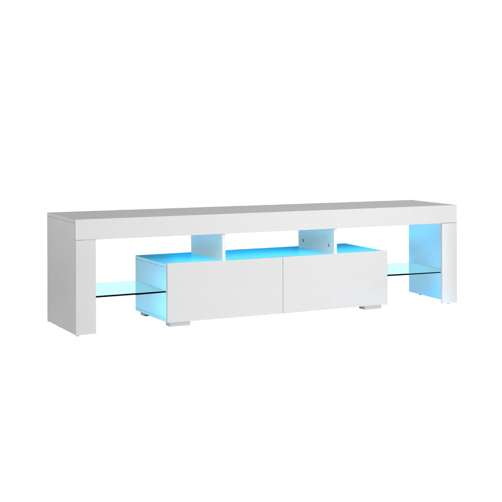 Entertainment Unit TV Stand Cabinet LED RGB Gloss White