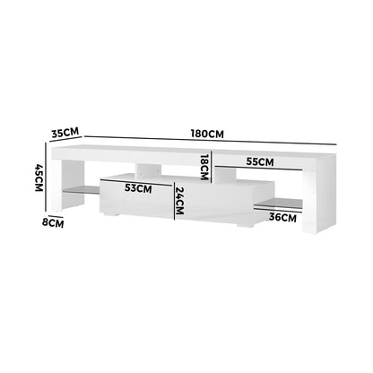 Entertainment Unit TV Stand Cabinet LED RGB Gloss White