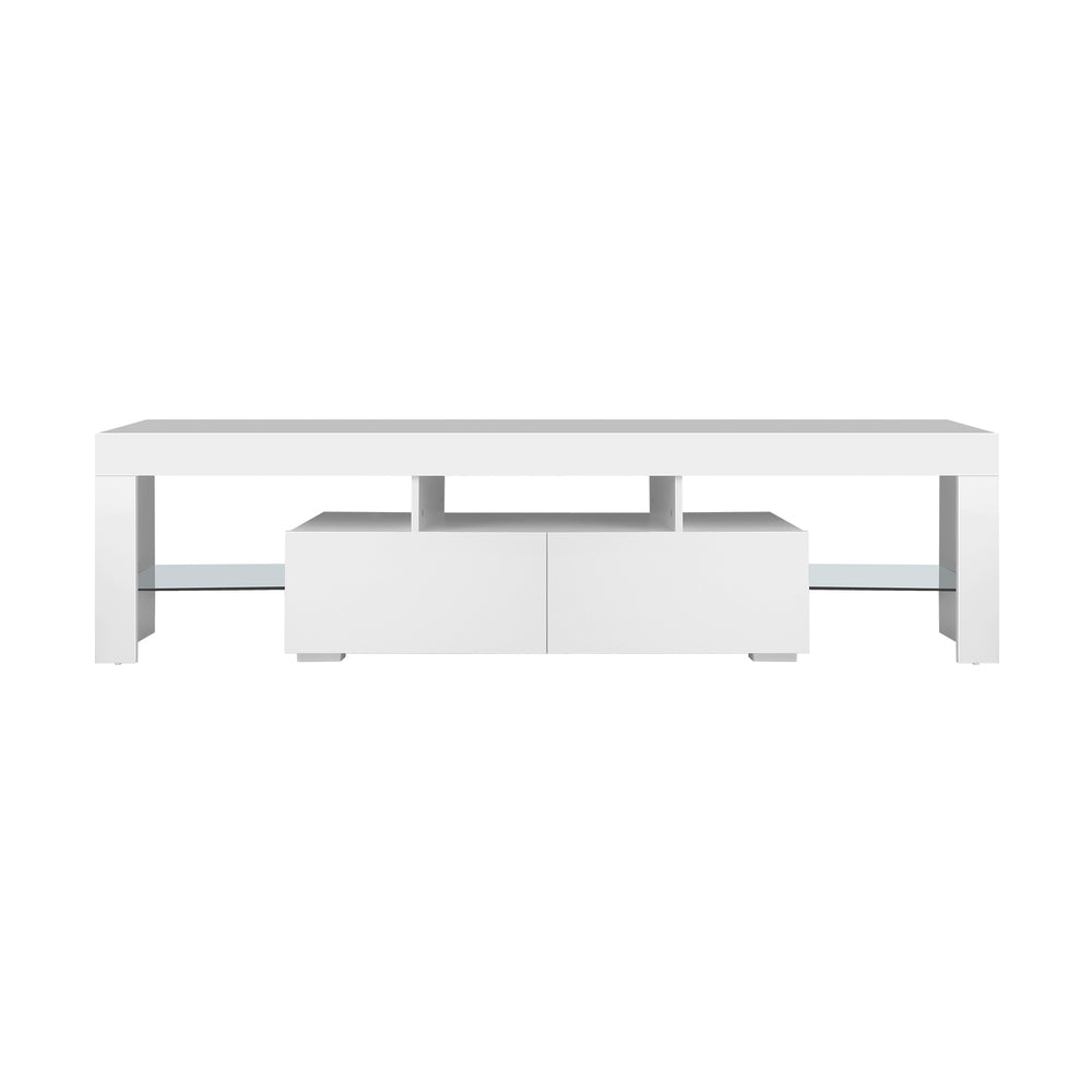 Entertainment Unit TV Stand Cabinet LED RGB Gloss White