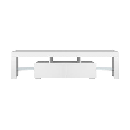 Entertainment Unit TV Stand Cabinet LED RGB Gloss White