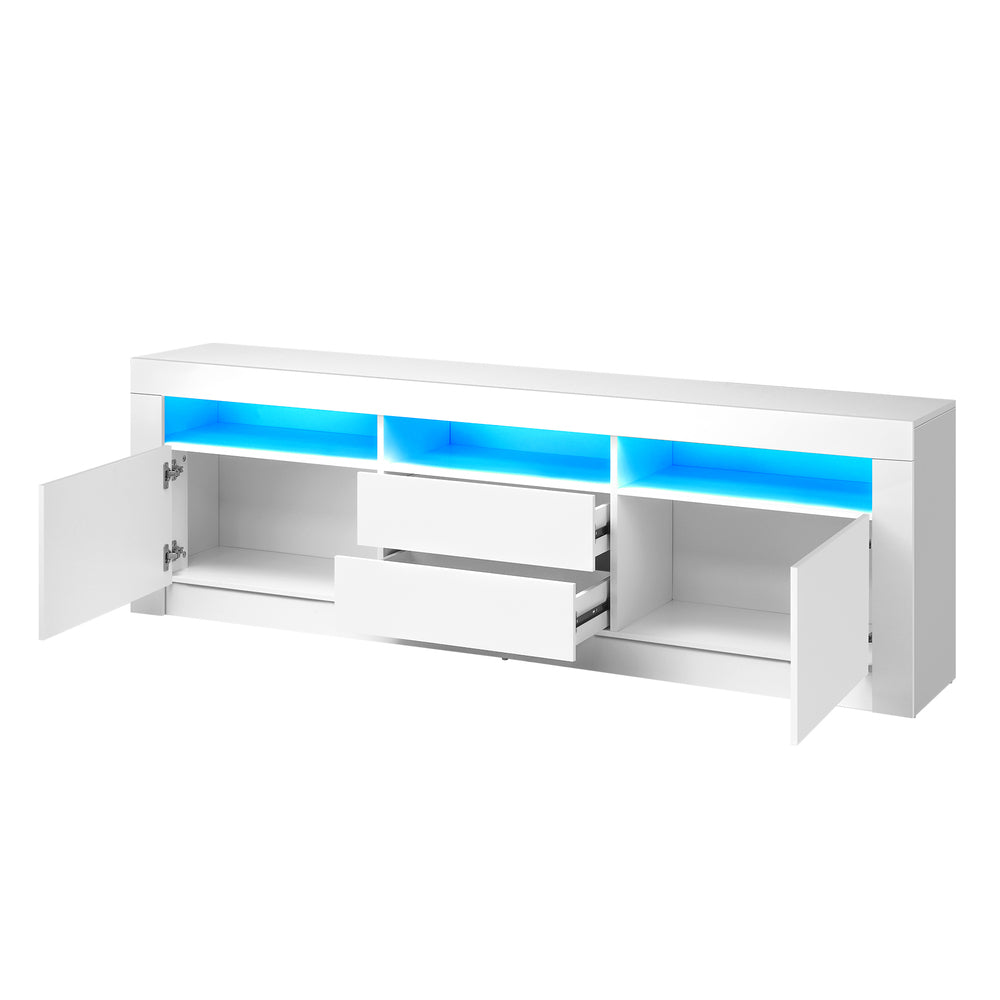 Entertainment Unit TV Stand Cabinet RGB LED Gloss White
