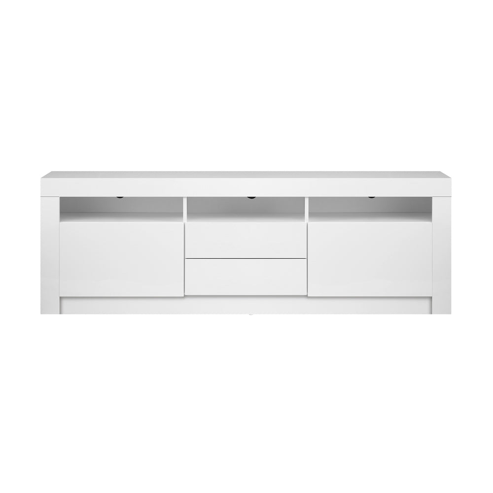 Entertainment Unit TV Stand Cabinet RGB LED Gloss White