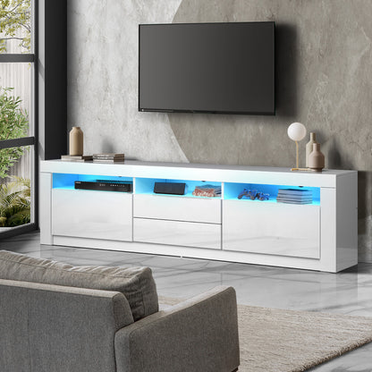 Entertainment Unit TV Stand Cabinet RGB LED Gloss White