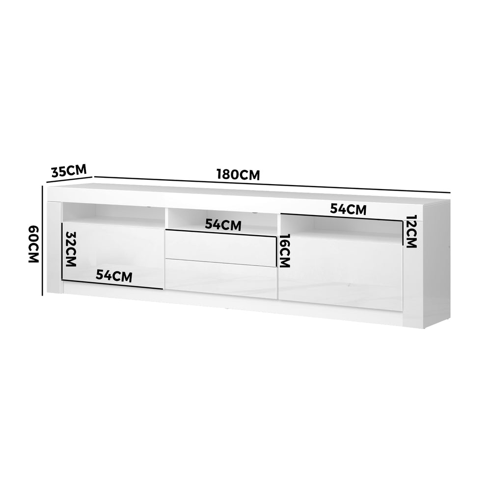 Entertainment Unit TV Stand Cabinet RGB LED Gloss White
