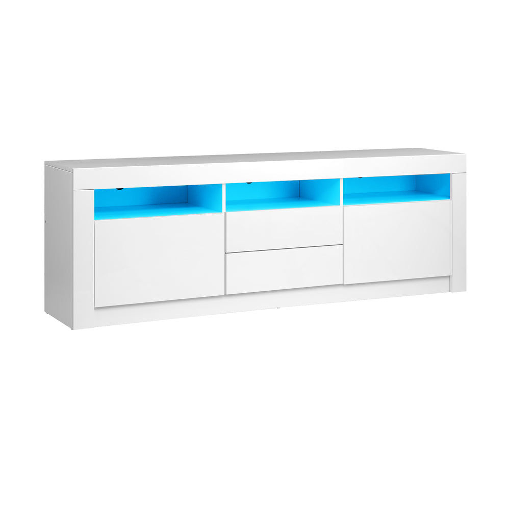 Entertainment Unit TV Stand Cabinet RGB LED Gloss White