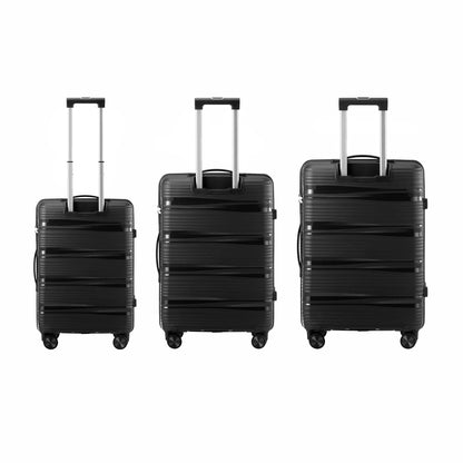 3pcs Luggage Suitcase Set PP Case TSA Lock Black