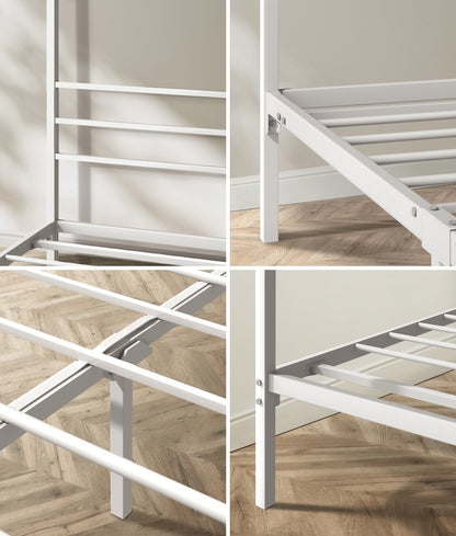 Metal Canopy Bed Frame Single Size White