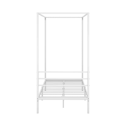 Metal Canopy Bed Frame Single Size White