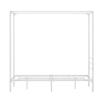 Metal Canopy Bed Frame Single Size White