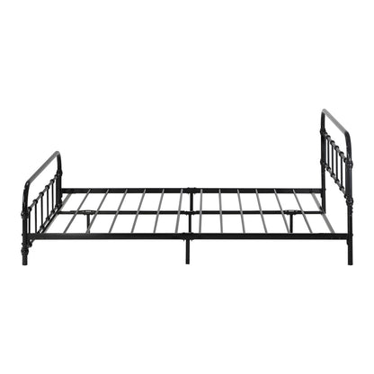 Metal Bed Frame King Single Railing Style Black