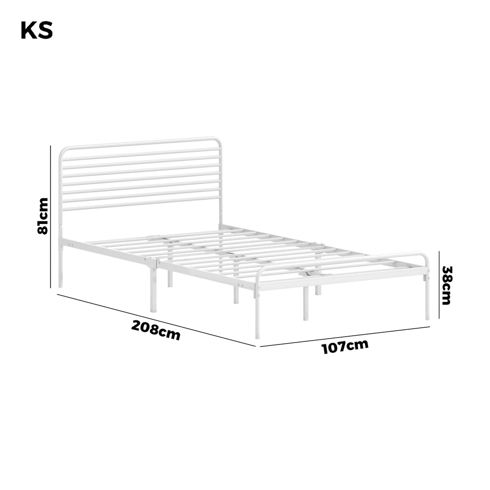 Metal Bed Frame King Single Platform White