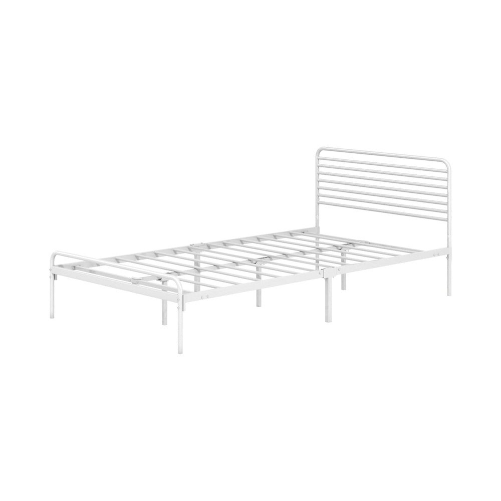 Metal Bed Frame King Single Platform White