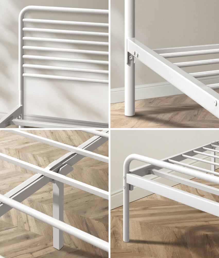 Metal Bed Frame King Single Platform White