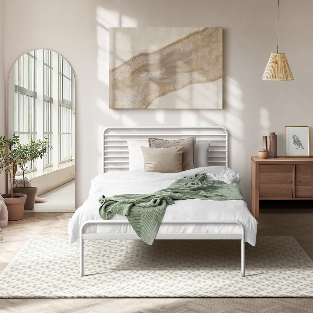 Metal Bed Frame King Single Platform White