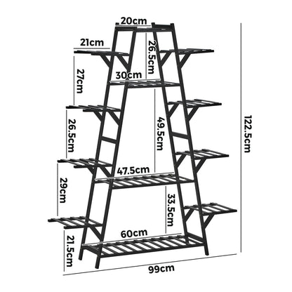 Plant Stand with 12 Shelves Bamboo Frame Black