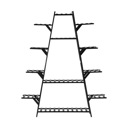 Plant Stand with 12 Shelves Bamboo Frame Black