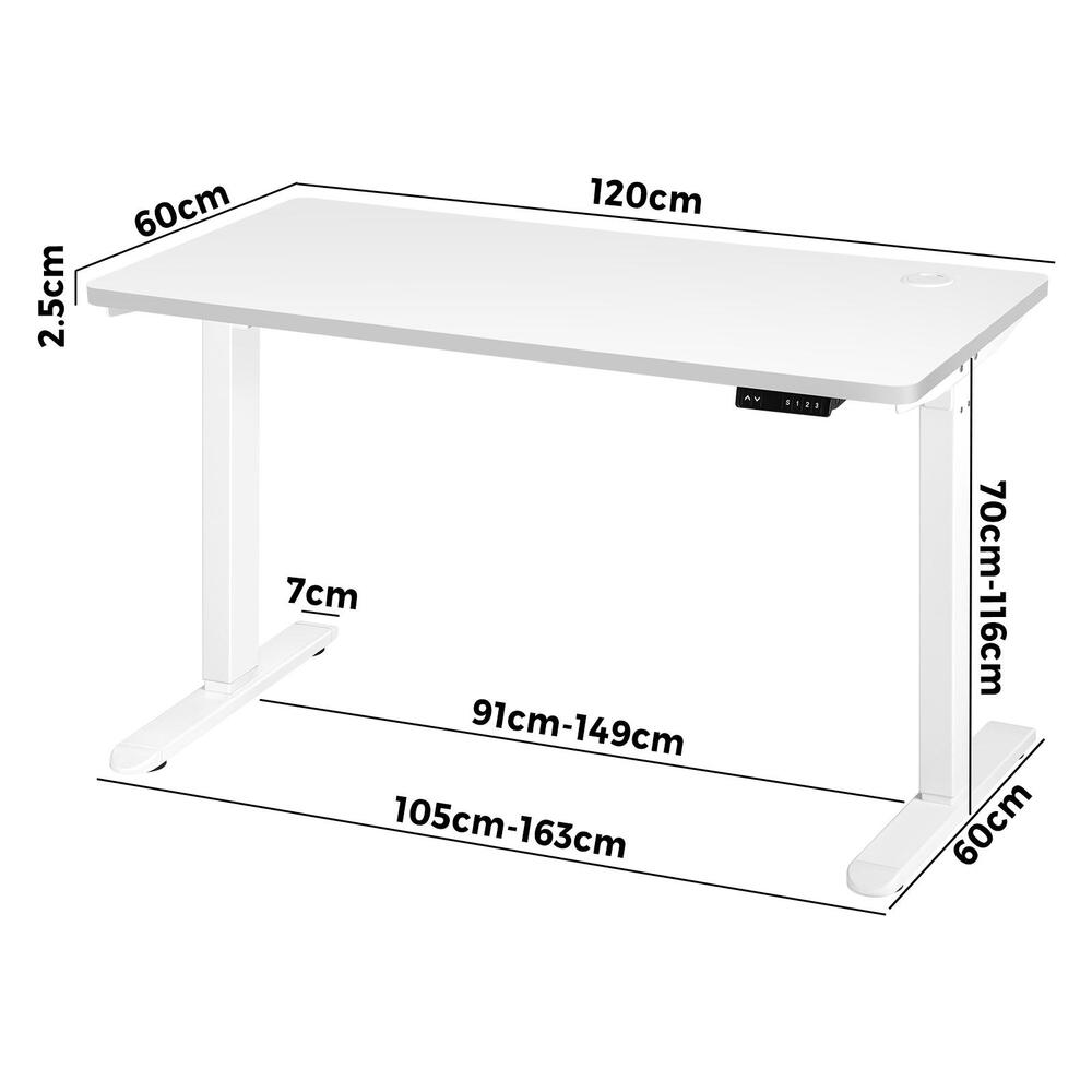 Adjustable Motorized Standing Desk 120cm White
